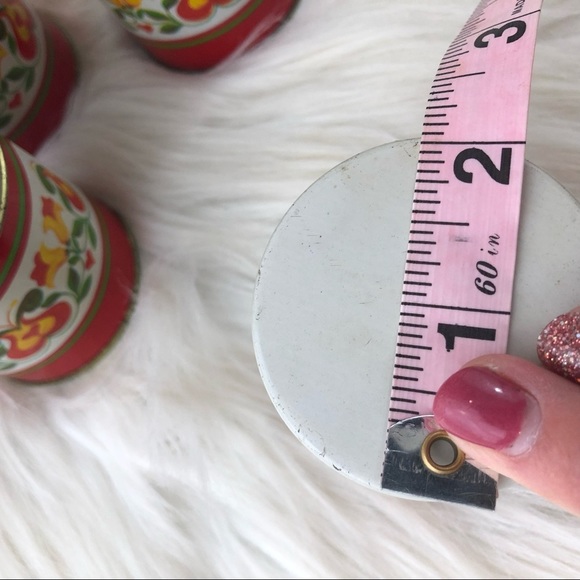 Vintage Metal 60's 70's Style Storage Containers Red Floral Pattern - Picture 11 of 11